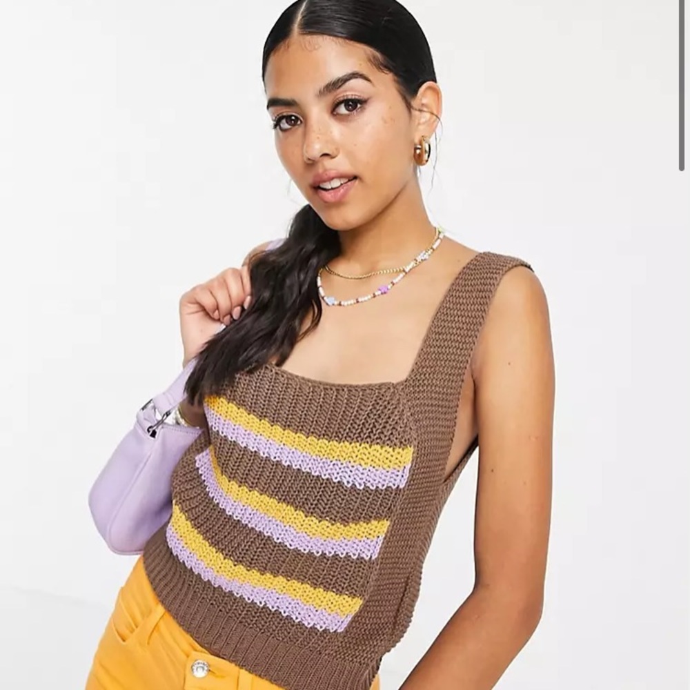 ASOS DESIGN knitted cami in multi stripe